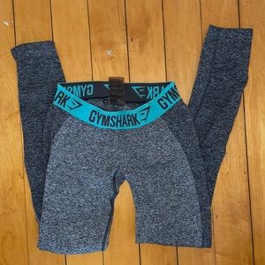 Gymshark Flex Leggings - Charcoal Marl/Pale Turquoise